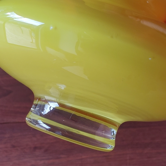 Yellow Clear Cased Glass Vintage MCM Åseda Glasbruk Vase by Bo Borgstrom Sweden - Picture 4 of 8